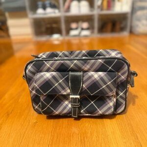Burberry Plaid Messenger Bag - Black and Purple